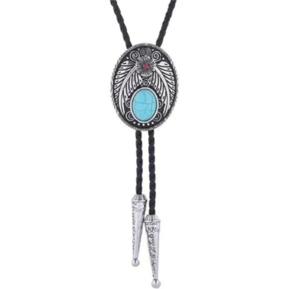 New Handmade Round Shape Western Cowboy Bola Tie Turquoise